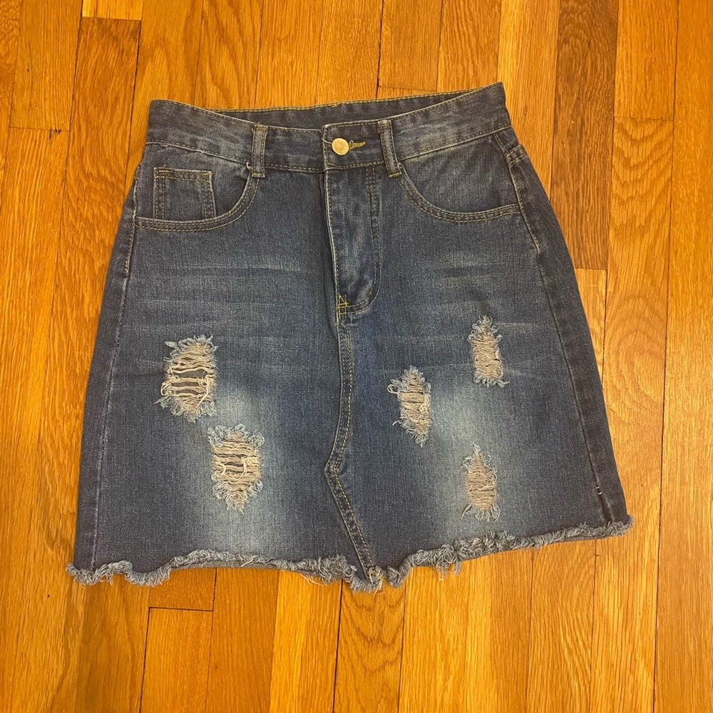 High Waist Denim Mini Skirt